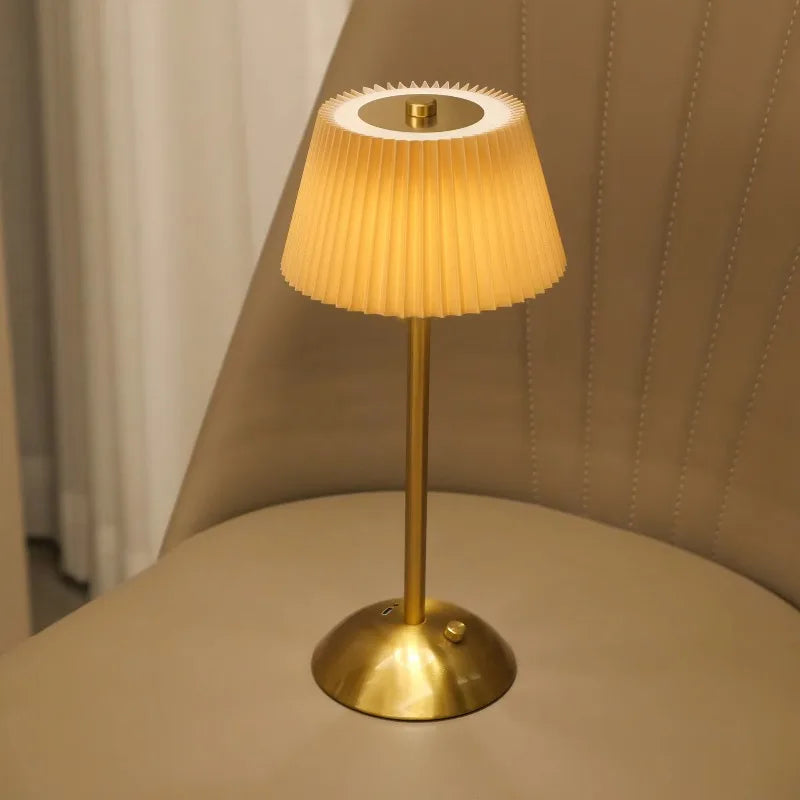 Fabric Table Lamp – Modern Minimalist Cordless Rechargeable for Restaurant Table, Desk & Office, Bedside | Mirelle Column by Evenlyr