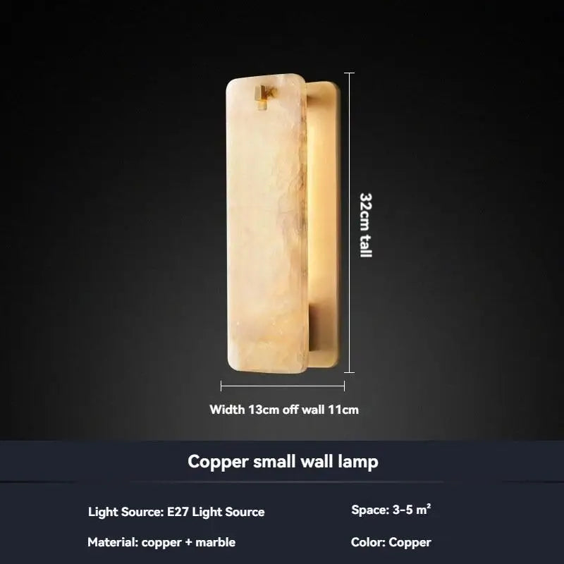 Modern Industrial Spanish Marble Brass Wall Sconce Led Light Bedroom Living Room Accent Wall Lighting Fixture Home Decor Lamp
