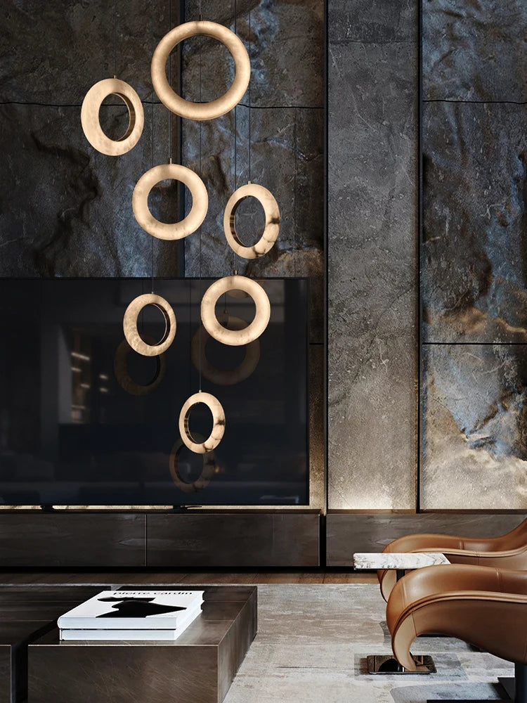 Alabaster & Marble Chandelier – Modern Dimmable LED for Hallway & Entryway | Maris Line by Evenlyr