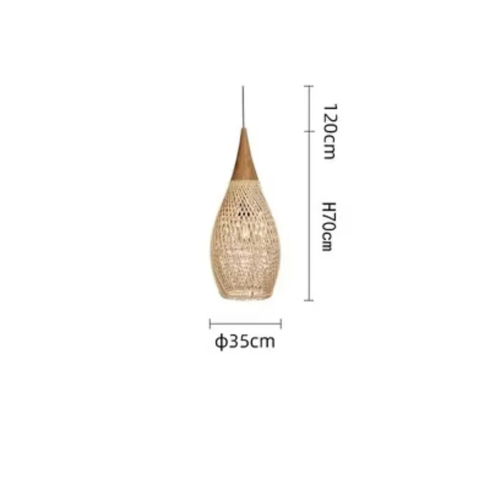 Rattan & Wood Pendant Light – Vintage Modern for Dining Room, Restaurant, Bedroom | Bellara Orbit by Evenlyr