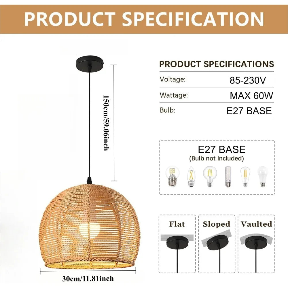 Tivoli 30cm Rattan Chandelier for Dining Room – Bohemian – detail view 5