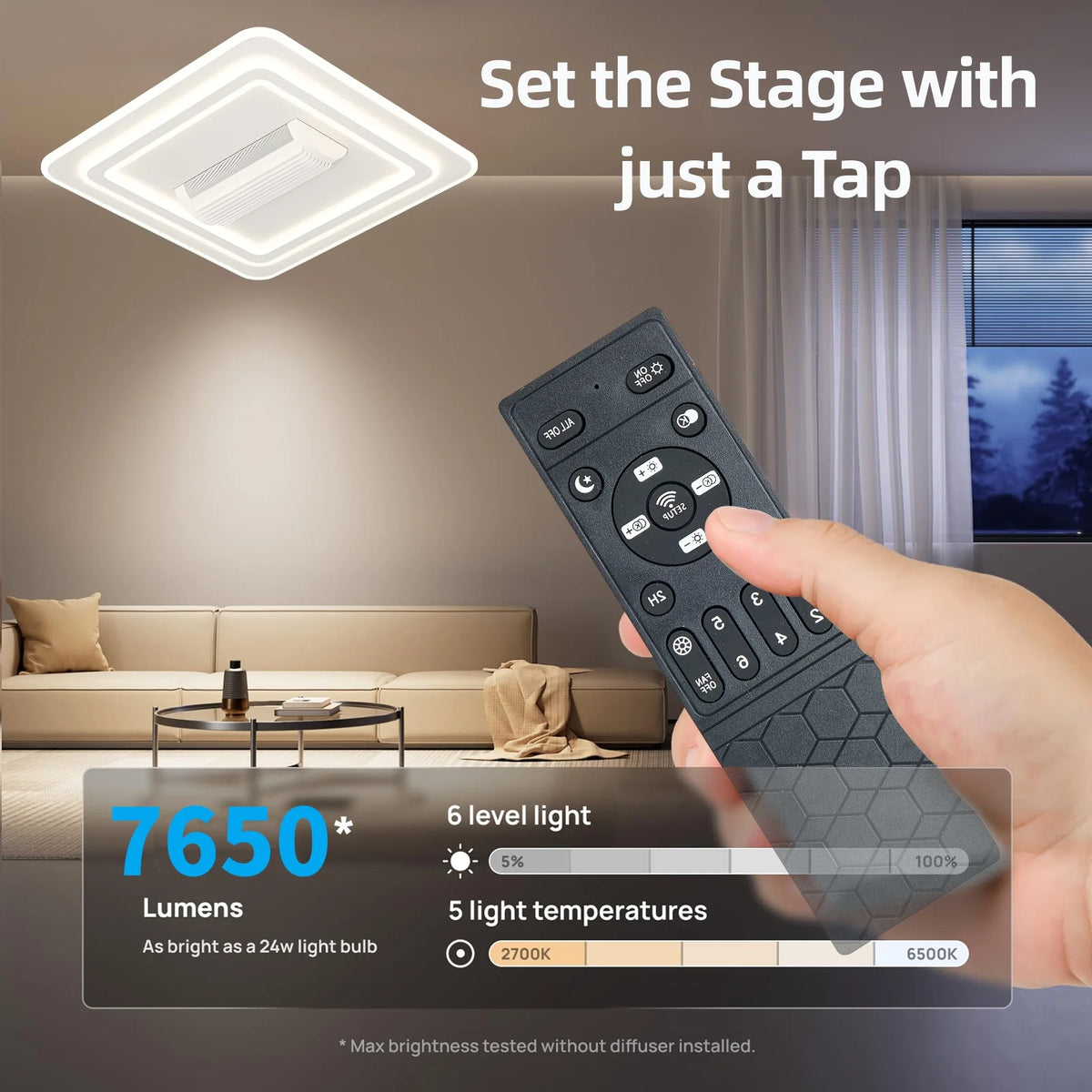 Juniper Bladeless Design Ceiling Fan with Light for Bedroom & Living Room – Remote Control