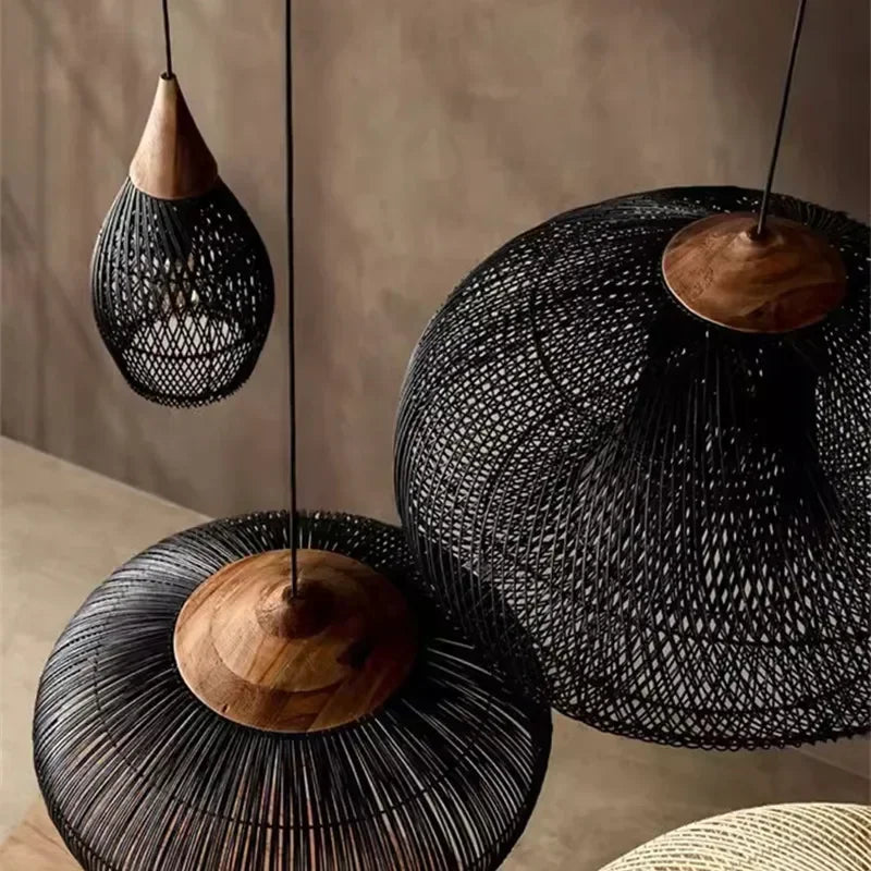 Rattan Pendant Light – Vintage Modern for Kitchen Island, Dining Room, Restaurant | Lucienne Orbit by Evenlyr