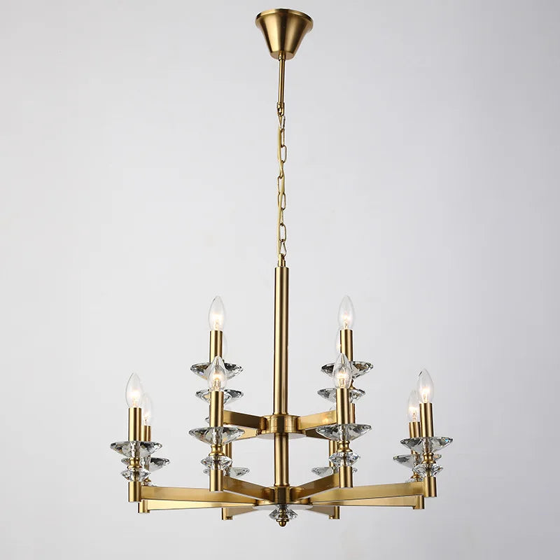 Glass & Crystal Chandelier – European Classic Dimmable LED for Dining Room, Living Room, Bedroom | Isolde Arc by Evenlyr