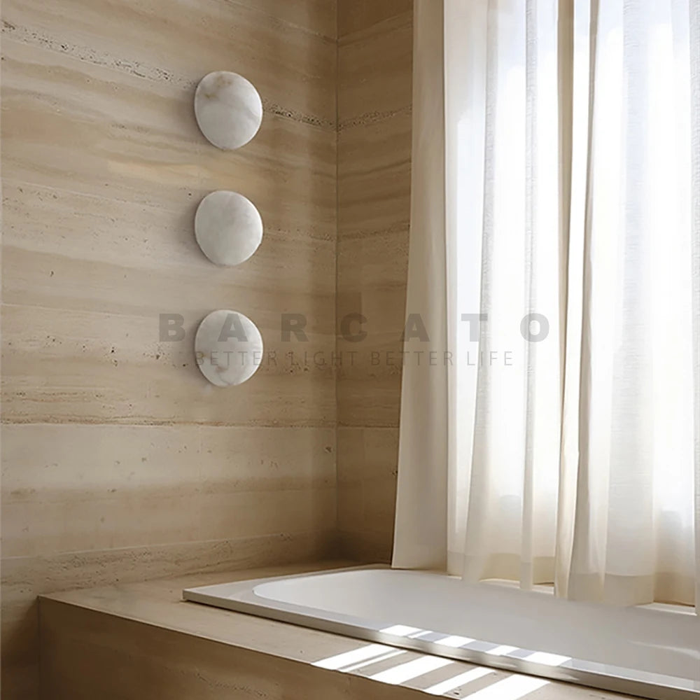 Palermo Round Alabaster Wall Sconce for Living Room – Nordic – detail view 4