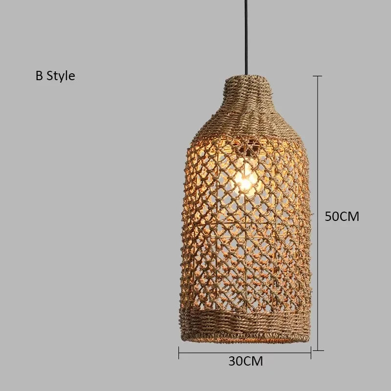 Caspian Lantern Rattan Pendant Light for Dining Room – Bamboo