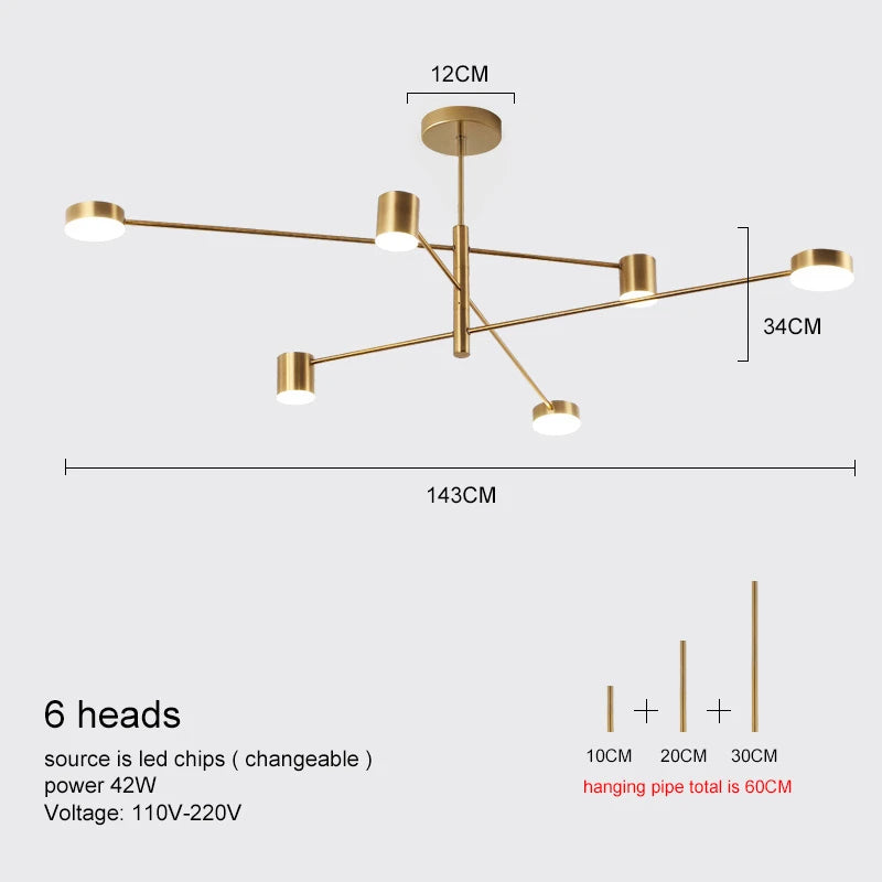 Metal Chandelier – Modern LED for Bedroom & Bedside, Living Room, Restaurant & Café | Alora Line by Evenlyr