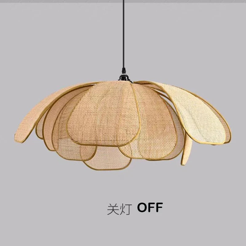 Rattan & Wood Chandelier – Wabi-Sabi Japanese for Dining Room, Bedroom, Living Room | Maris Orbit by Evenlyr