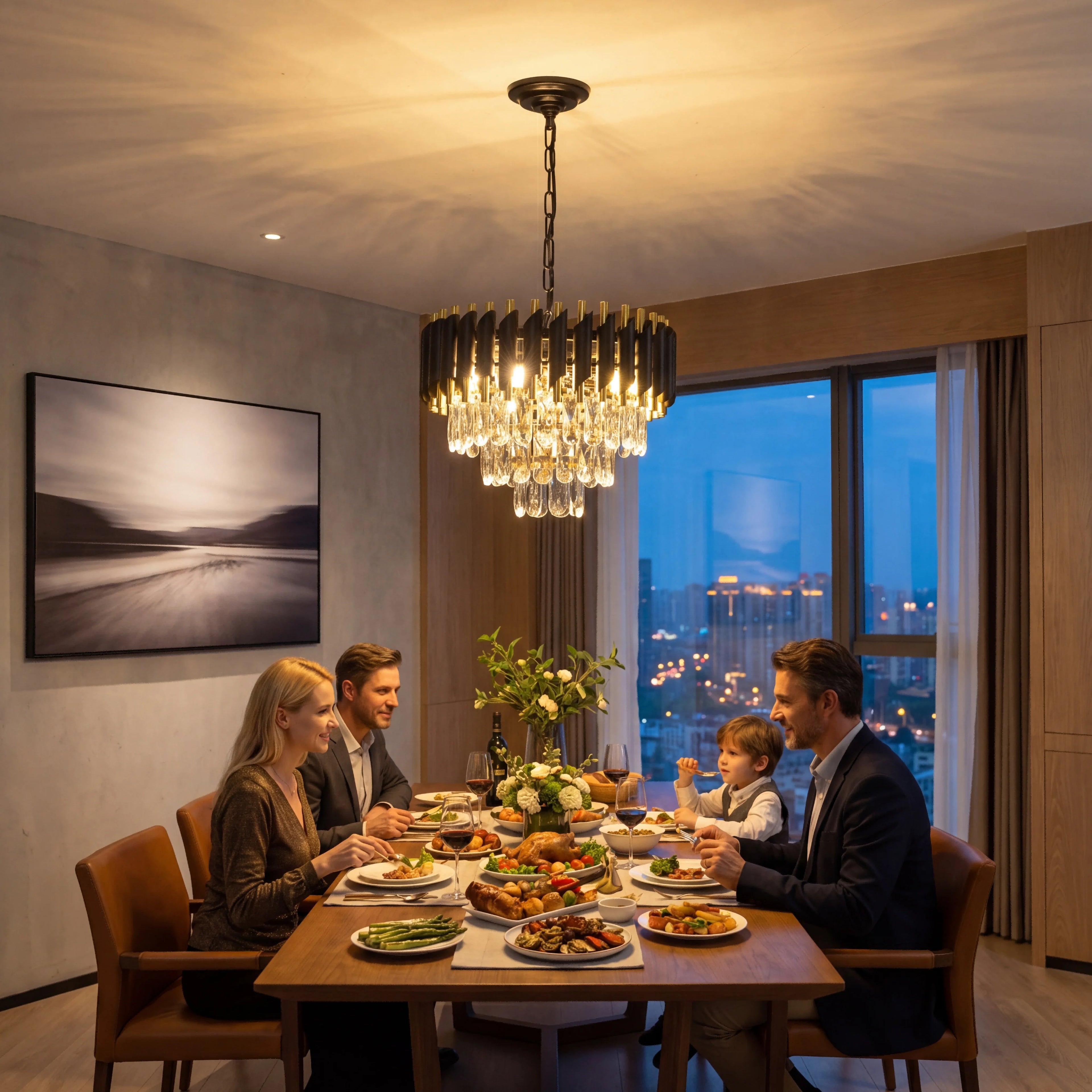 Crystal Chandelier – Modern Adjustable for Bedroom & Bedside, Hallway & Entryway, Living Room | Virelle Halo by Evenlyr
