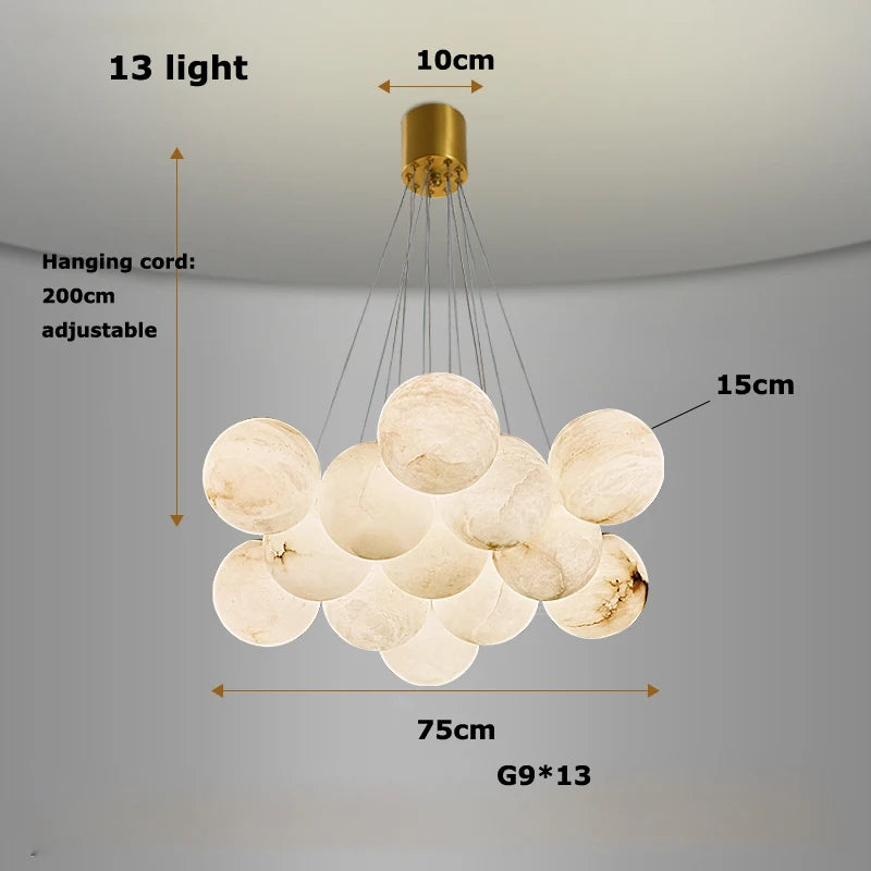 Alabaster & Marble Chandelier – Art Deco Dimmable LED for Living Room, Dining Room, Foyer | Bellara Line by Evenlyr