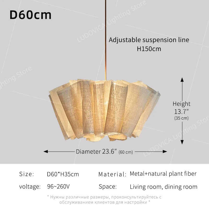 Fabric Chandelier – Wabi-Sabi Vintage LED for Living Room, Restaurant & Café, Office & Study | Celia Halo by Evenlyr