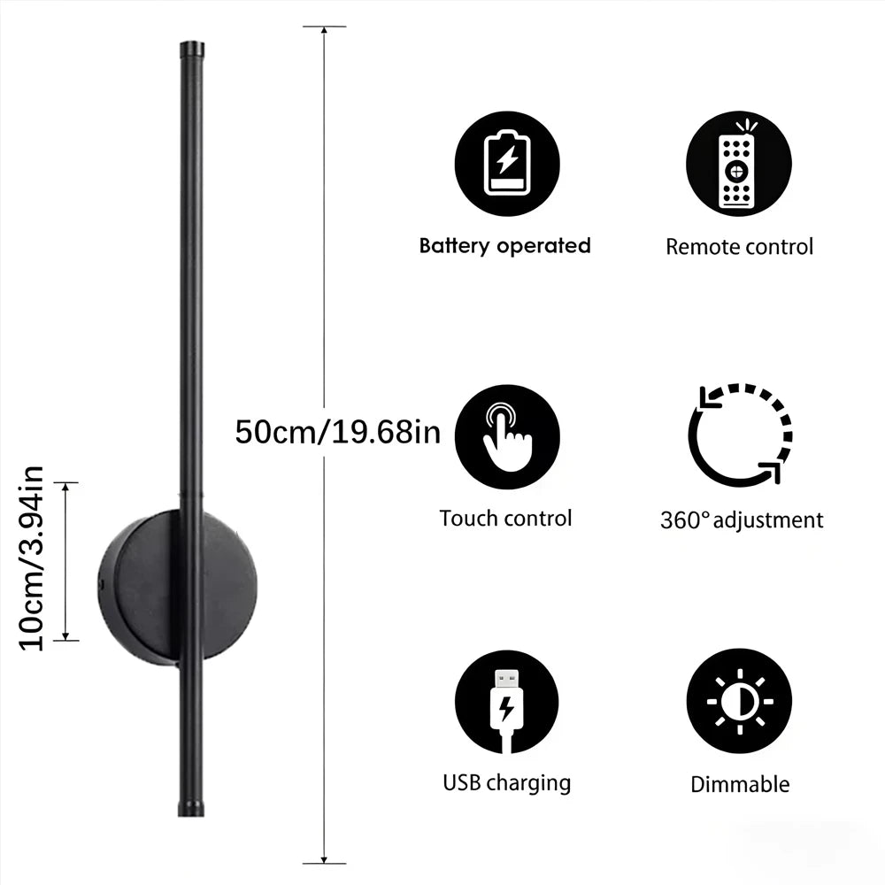 Belluno Rechargeable Modern Wall Sconce for Bedroom – Dimmable