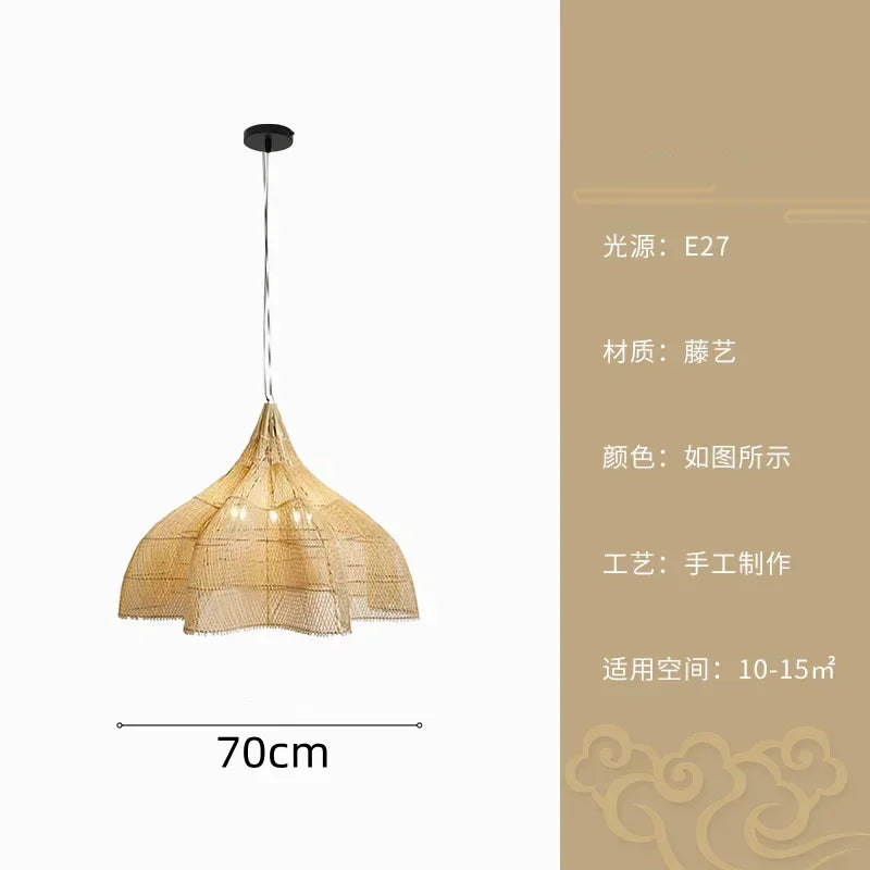 Rattan Chandelier – Wabi-Sabi Japanese for Living Room, Hotel Lobby, Bedroom | Isolde Orbit by Evenlyr