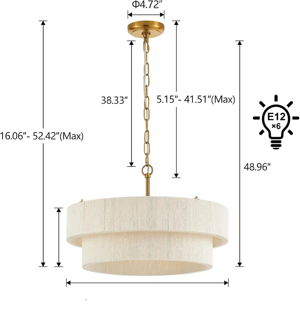 Rattan Chandelier – Art Deco Adjustable for Dining Room, Living Room, Kitchen Island | Kaelis Beam by Evenlyr