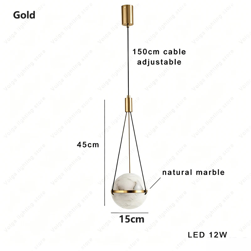 Elara Grove Natural Marble Pendant Light – Dimmable – product detail 13