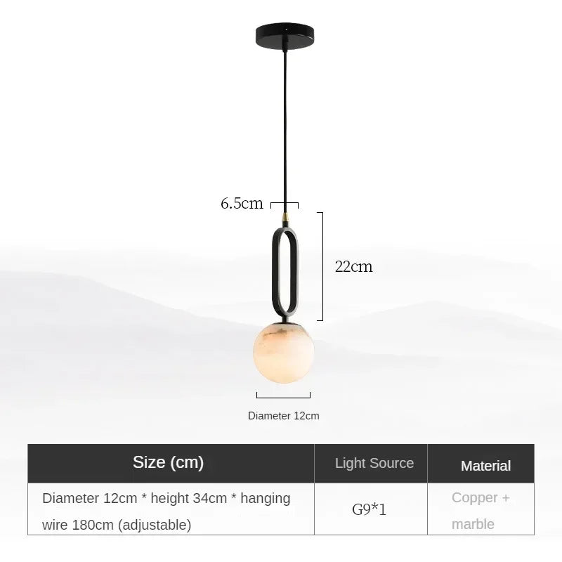 Neris Veil Sculptural Marble Pendant Light – product view 7