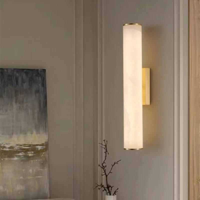Marble & Copper Wall Sconce – Modern LED for Bathroom, Hotel & Hospitality | Evania Arc by Evenlyr