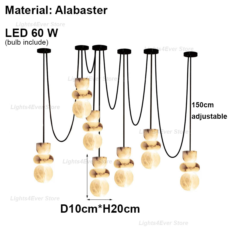 Luma Beam Alabaster Chandelier – Dimmable – product detail 12