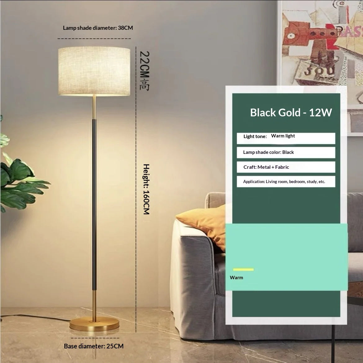 Thea Aura Fabric Floor Lamp – Dimmable – product detail 8