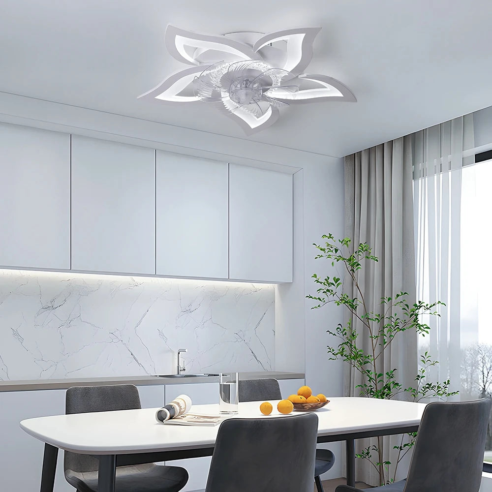 Ginevra Flush Mount Ceiling Fan with Light for Low-Ceiling Bedroom – Remote Control – product view