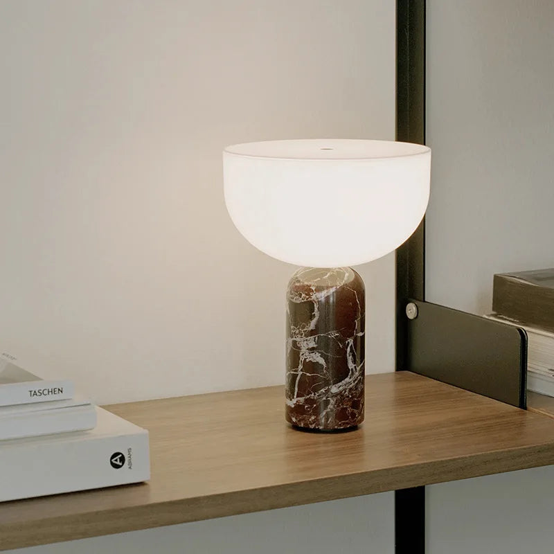 Marble Table Lamp – Art Deco for Bedside, Desk & Office, Restaurant Table | Halcyon Column by Evenlyr