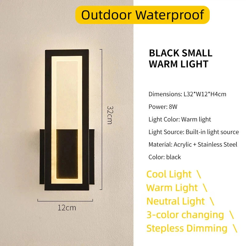 Palermo Minimalist Outdoor Wall Light for Porch