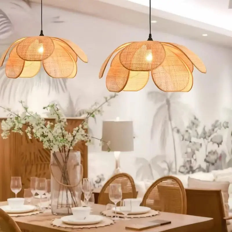 Wabi-Sabi Rattan Chandelier For Bedroom – detail view 4