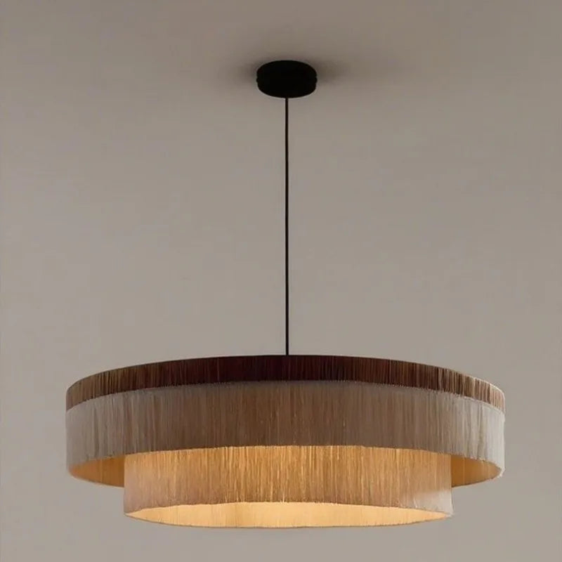Fabric Pendant Light – Wabi-Sabi LED for Bedroom & Bedside, Dining Room & Kitchen, Restaurant & Café | Solenne Halo by Evenlyr