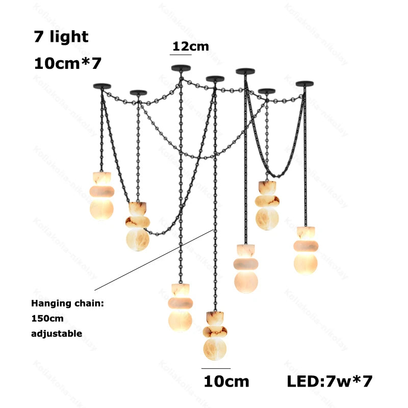 Alabaster & Marble Chandelier – Modern LED for Living Room, Bedroom & Bedside | Aveline Frame by Evenlyr