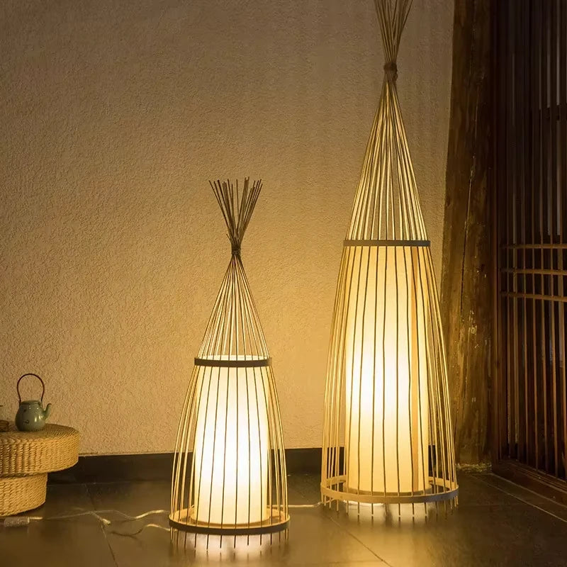 Nero Prism Bamboo and Wood Floor Lamp – Art Deco – product detail 3