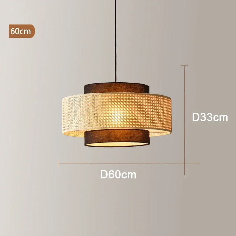 Rattan & Wood Chandelier – Vintage Modern for Dining Room, Living Room, Kitchen Island | Amaris Orbit by Evenlyr