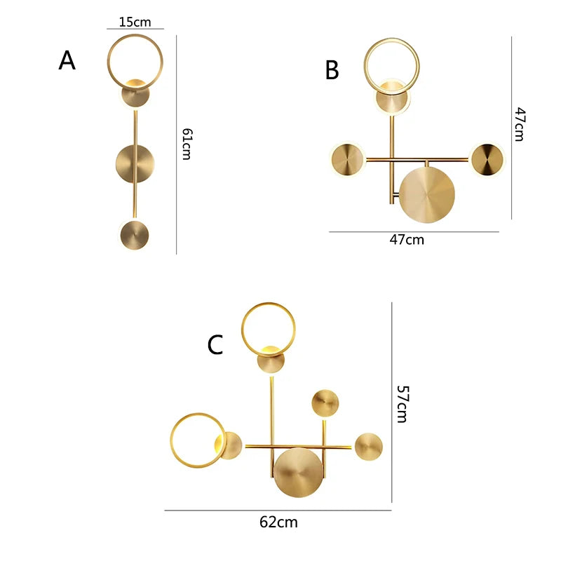 ASANZUO Modern LED Wall Light Brass Lighting fixture Nordic Restaurant kitchen Bedroom Living Background wall sconce Decor lamps