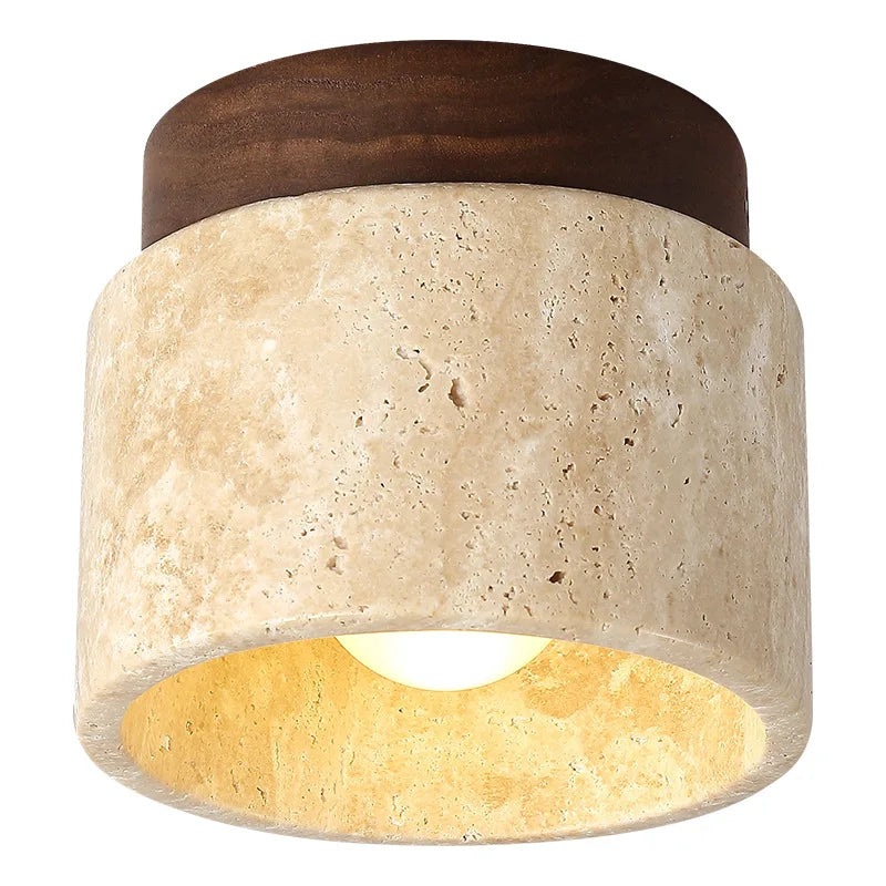 Wabi-Sabi Travertine Ceiling Light For Bedroom – detail view 2