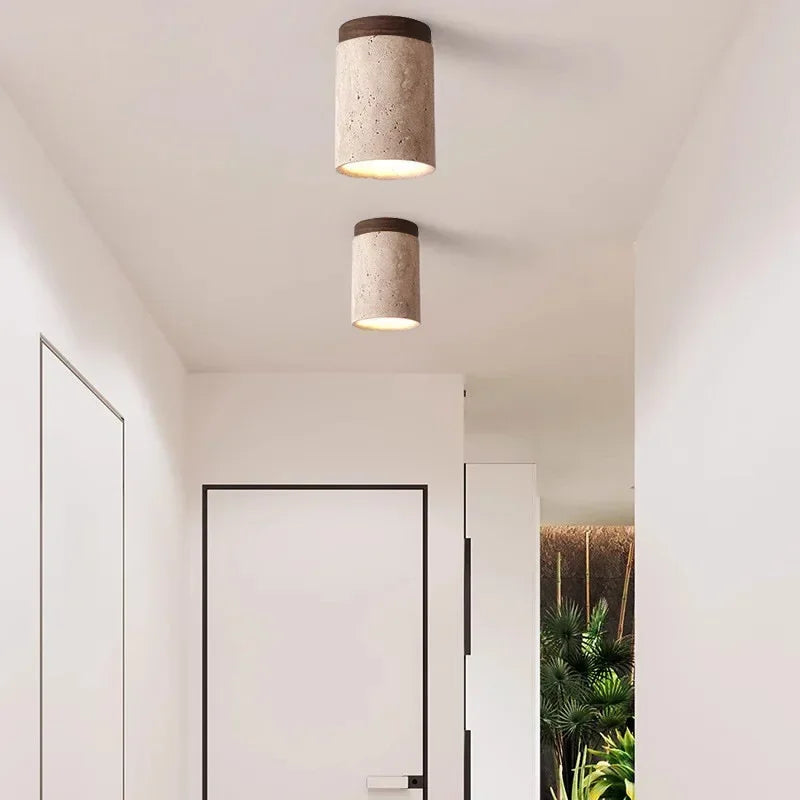 Floris Veil Travertine Ceiling Light – product view 2