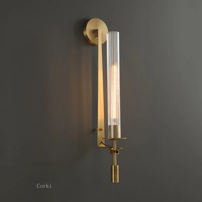 American Country Retro Brass Led Wall Lamps living room Foyer Hotel Bedroom Bedside Stairs Surface Mount Wall Light Luminaire