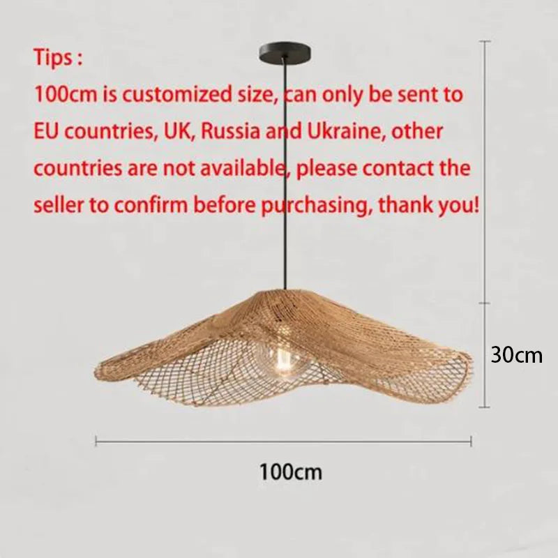 Juniper Straw-Hat Rattan Pendant Light for Cafe – Vintage