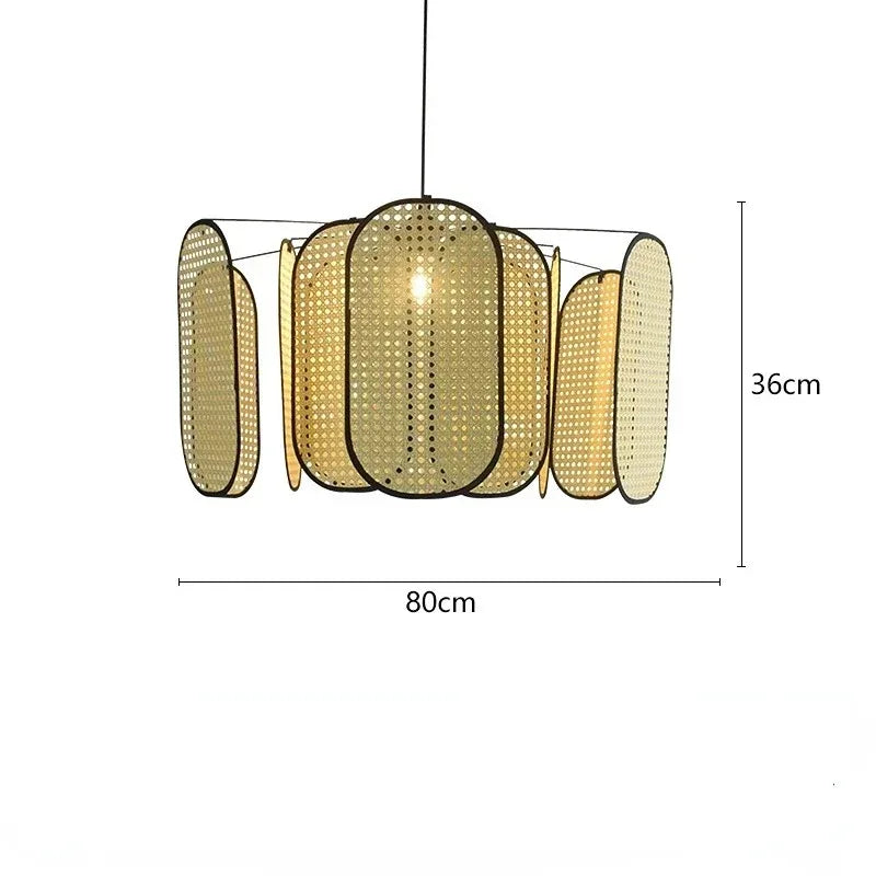 Palermo Bamboo Rattan Chandelier for Dining Room – Vintage