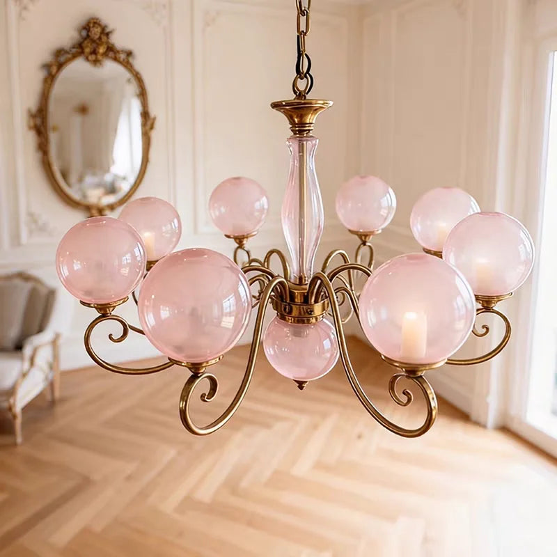Siena French Wrought-Iron and Glass Chandelier – Vintage