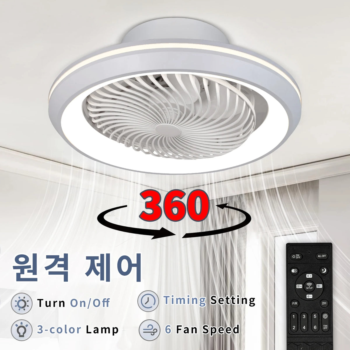 Caspian Enclosed Design Ceiling Fan with Light for Living Room – Remote Control – product view