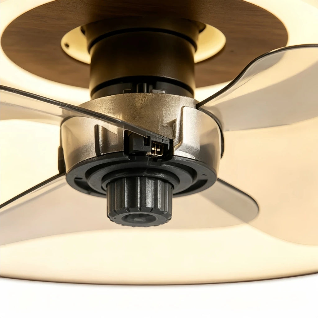 Caspian Low Profile Ceiling Fan with Light for Low-Ceiling Bedroom – Mid-Century