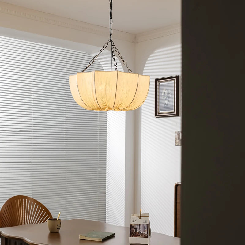 Fabric Chandelier – Wabi-Sabi Nordic for Bedroom & Bedside, Dining Room & Kitchen, Restaurant & Café | Solenne Veil by Evenlyr