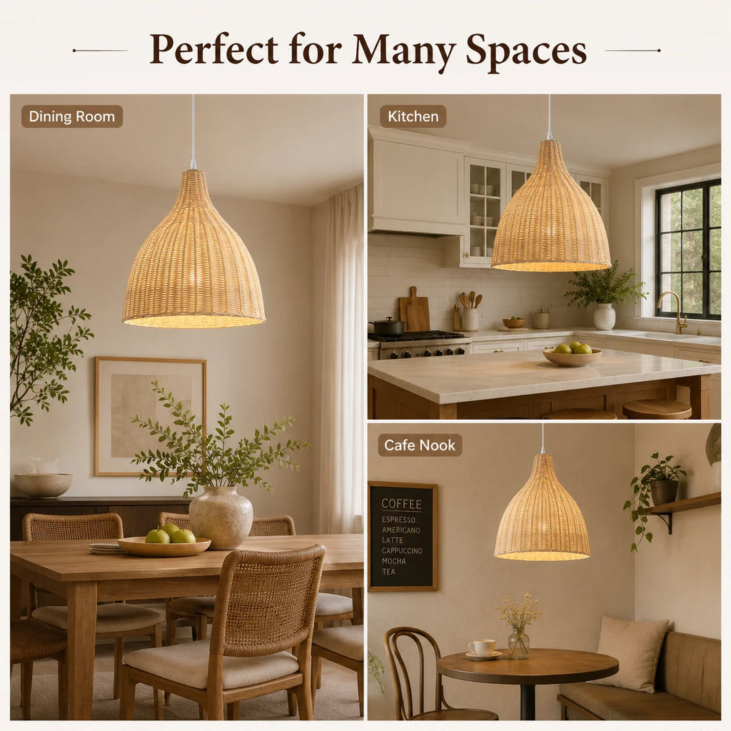 Kensley Bohemian Rattan Chandelier for Kitchen Island