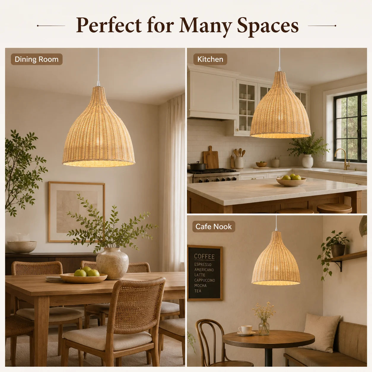 Kensley Bohemian Rattan Chandelier for Kitchen Island