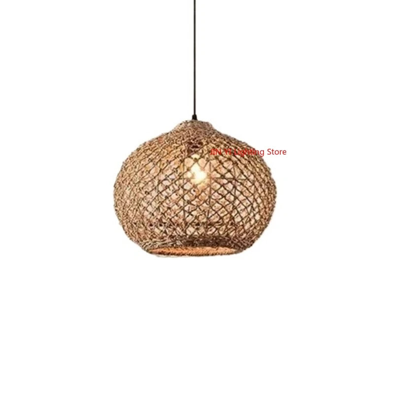 Caspian Lantern Rattan Pendant Light for Dining Room – Bamboo