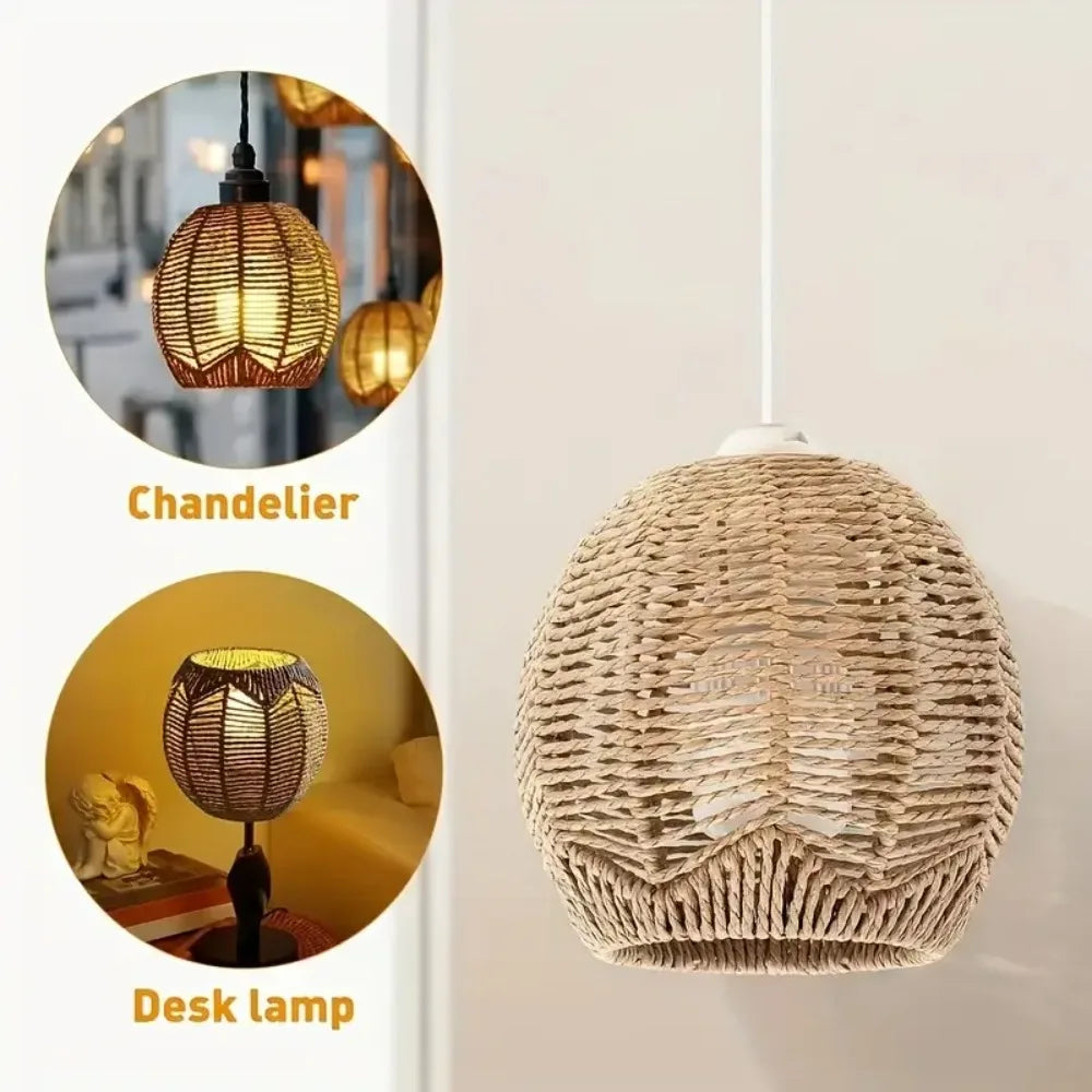 Doria 15cm Rattan Chandelier for Dining Room – Bohemian – detail view 3