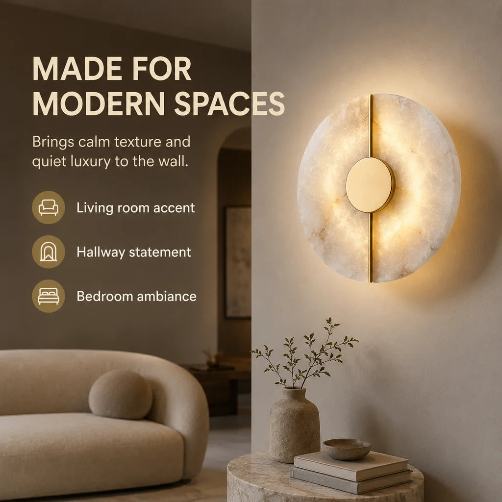 Quintara Alabaster LED Wall Sconce for Bedroom – Luxury – detail view 4