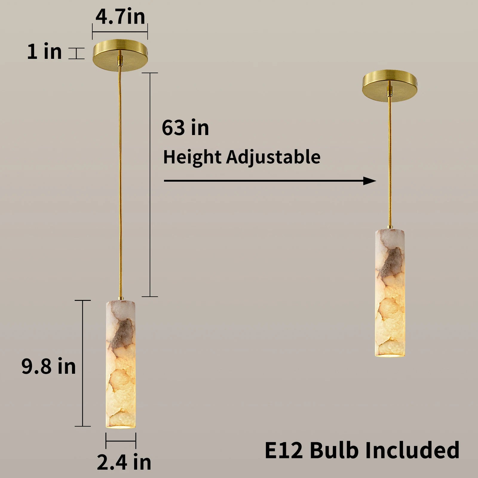 Helios Natural Alabaster Pendant Chandelier for Dining Room – detail view 8