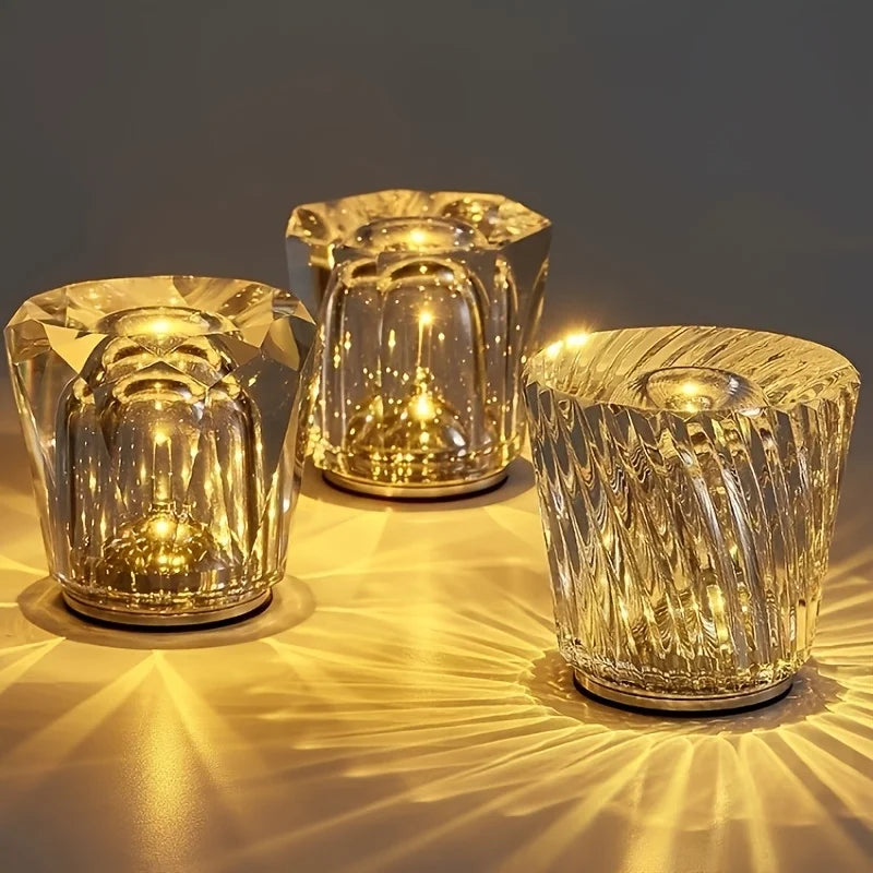Crystal Table Lamp – Modern Minimalist Cordless Rechargeable for Bedside, Restaurant Table, Living Room | Mirelle Grove by Evenlyr