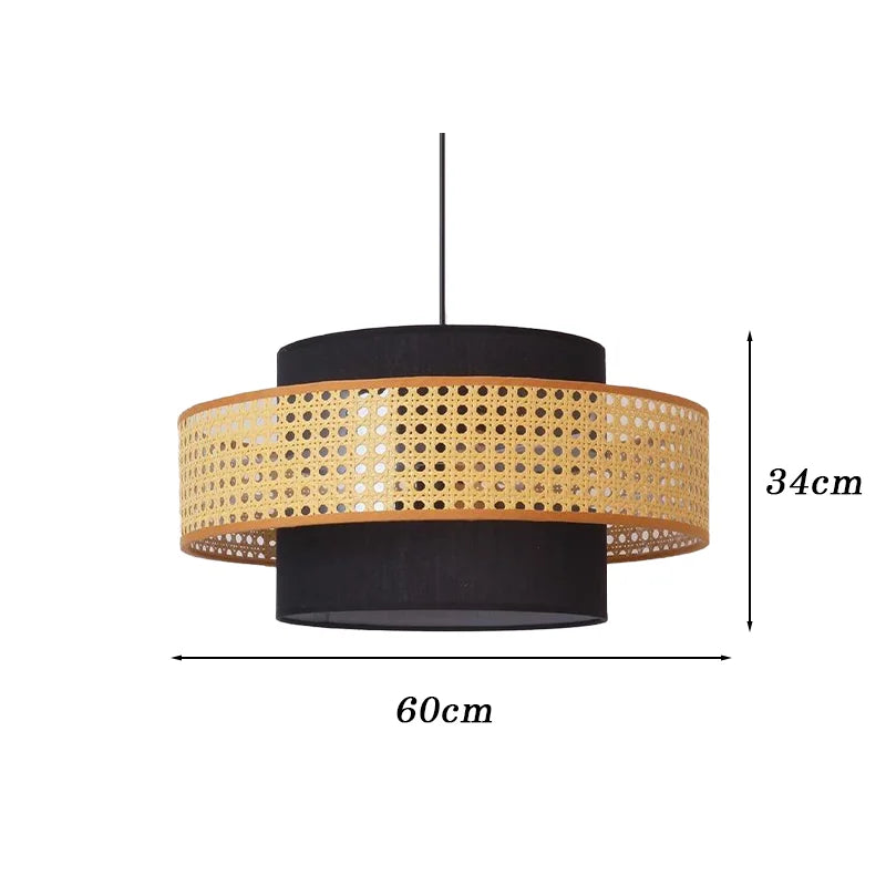 Rattan & Fabric Chandelier – Vintage Modern for Dining Room, Living Room, Kitchen Island | Coralie Dome by Evenlyr