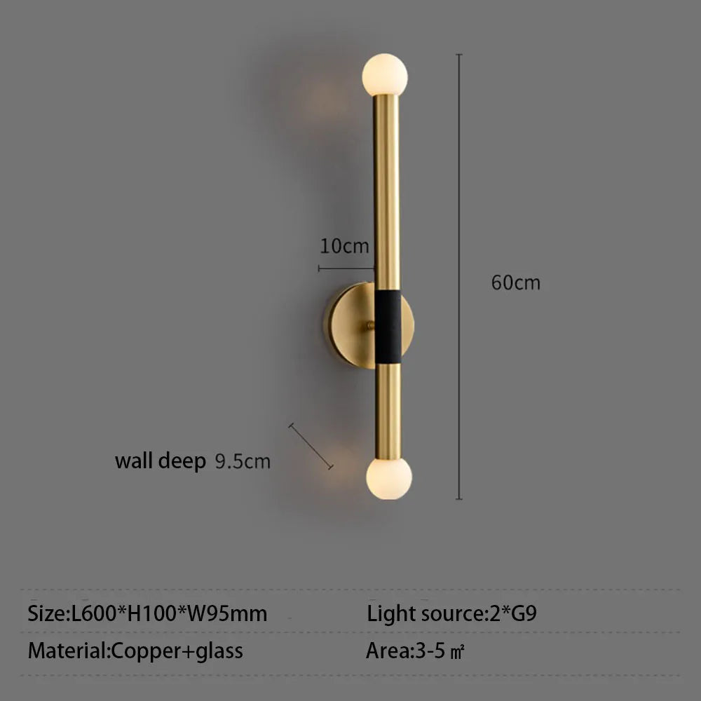 Brass Wall Sconce Modern LED Wall Lamp with Glass Shade for Bedroom Bathroom Vanity – detail view 8